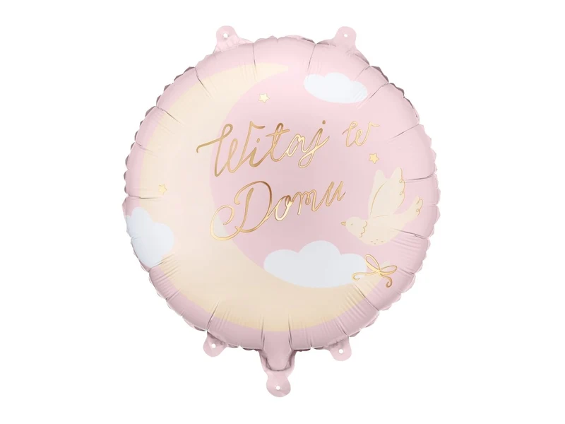 Roze Wit Beige Folie Ballon Witaj W Domu Leeg 35cm