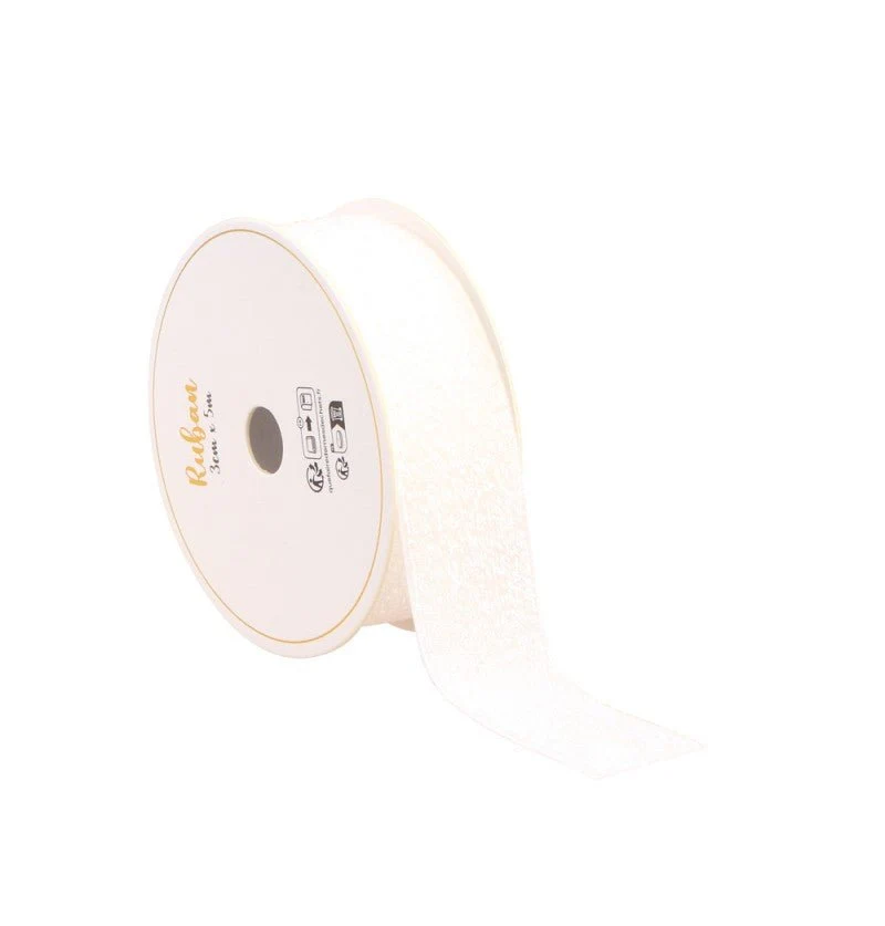 Witte Lint Glitter 25Mm 3m