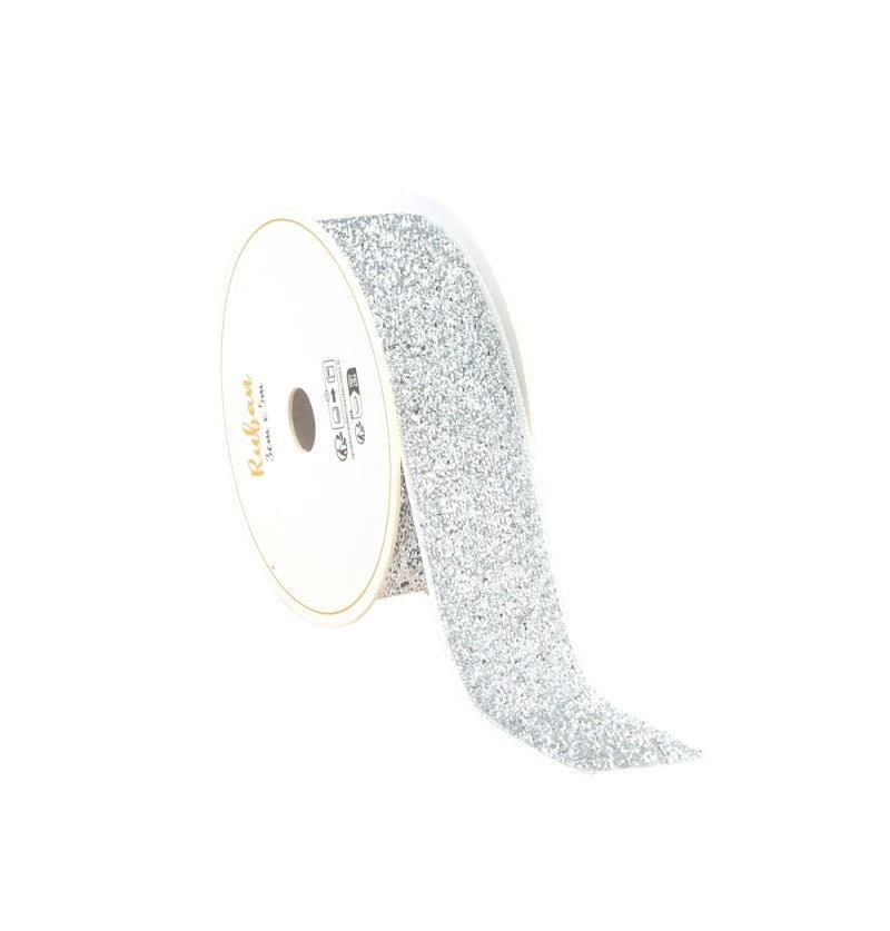 Zilveren Lint Glitter 25Mm 3m