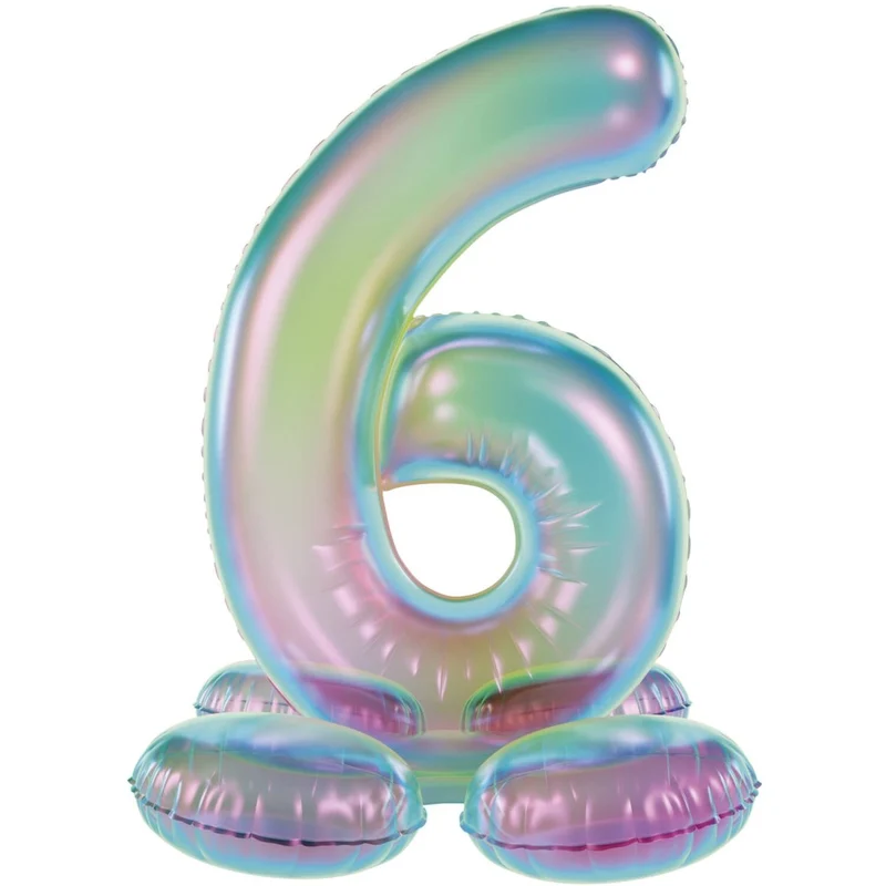 6 Jaar Cijfer Ballon Standaard Holografische Leeg 72cm