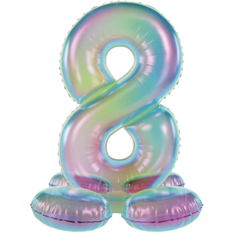 8 Jaar Cijfer Ballon Standaard Holografische Leeg 72cm