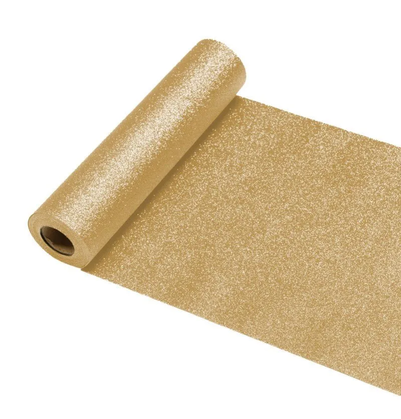 Gouden Tafelloper Glitter 30Cm 5m