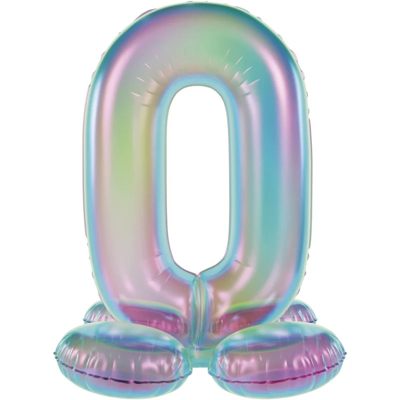 0 Jaar Cijfer Ballon Standaard Holografische Leeg 72cm
