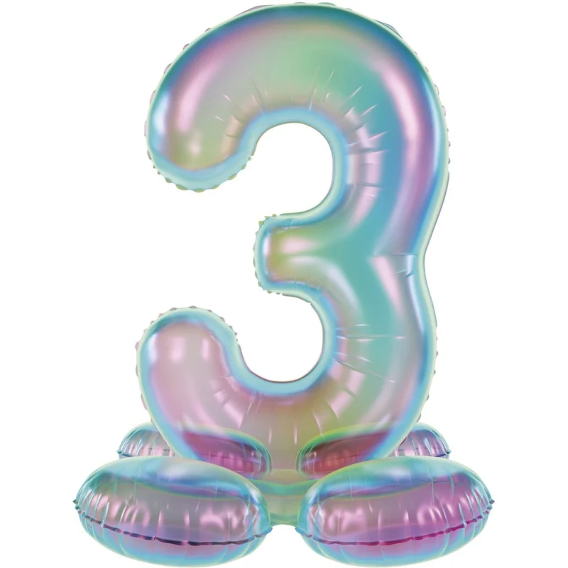 3 Jaar Cijfer Ballon Standaard Holografische Leeg 72cm