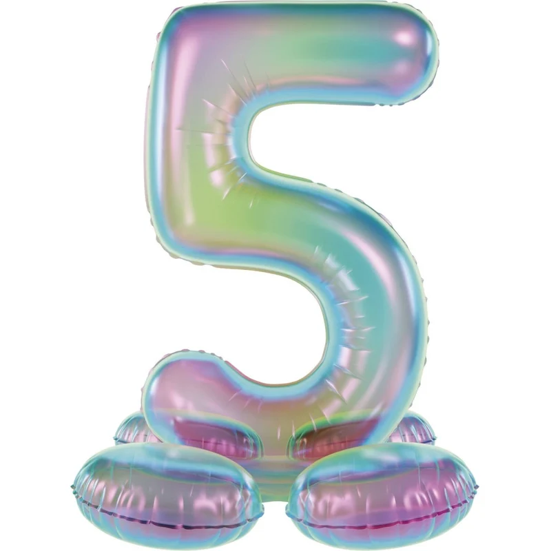 5 Jaar Cijfer Ballon Standaard Holografische Leeg 72cm