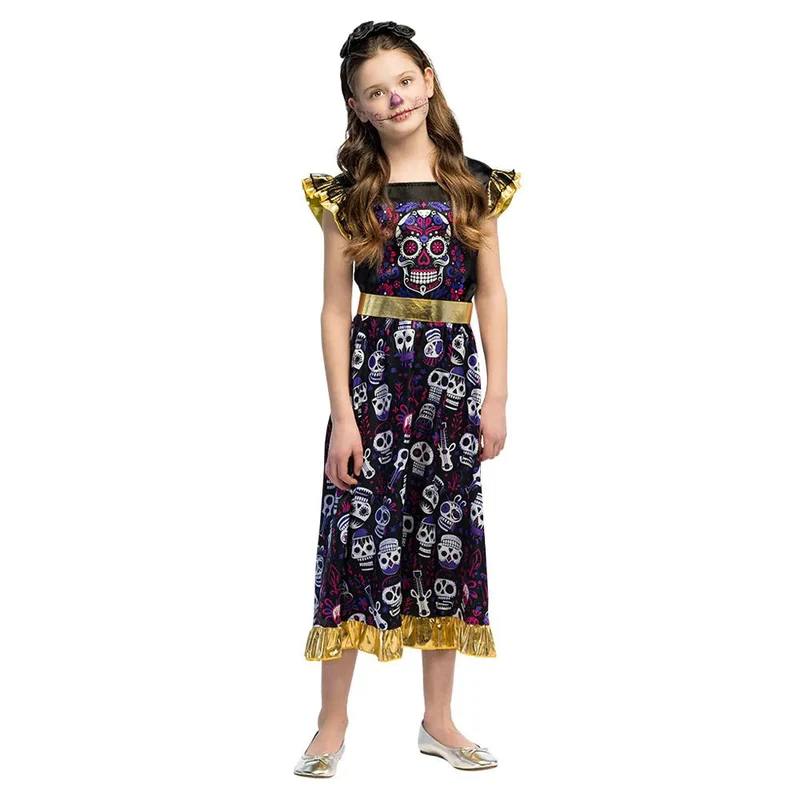 Dia De Los Muertos Jurk Meisje Ruffel Mouwen