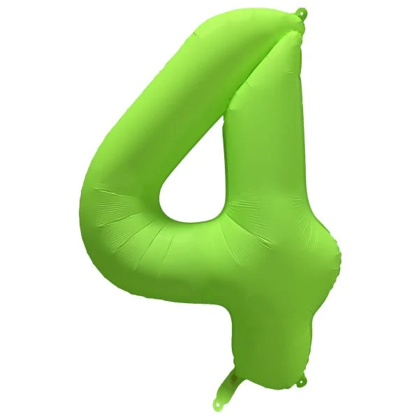 4 Jaar Cijfer Ballon Neon Groen Leeg 86cm
