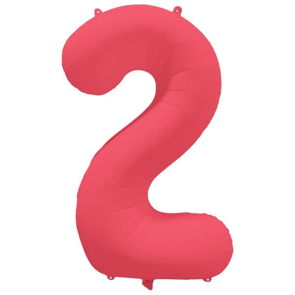 2 Jaar Cijfer Ballon Rood Neon Leeg 86cm
