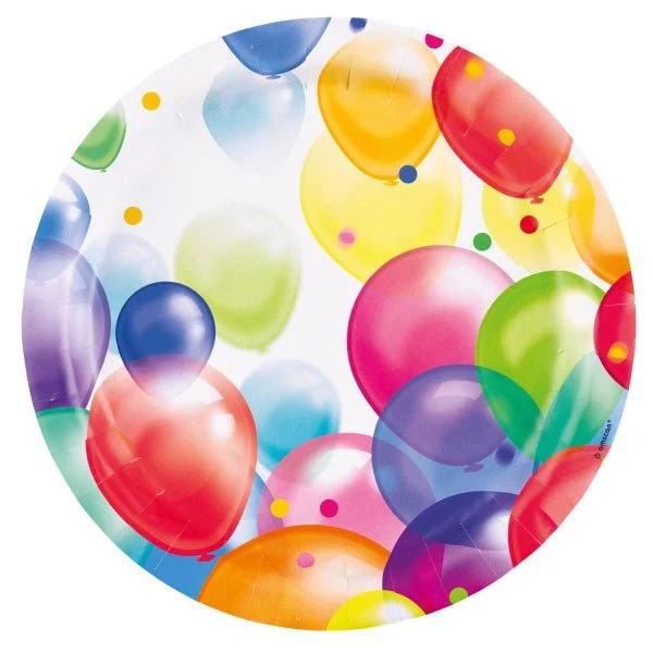 Gekleurde Borden Ballonnen 23cm 8st