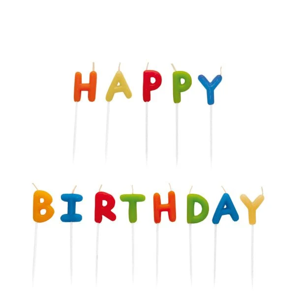 Happy Birthday Kaarsen Gekleurd 7,5cm 13st