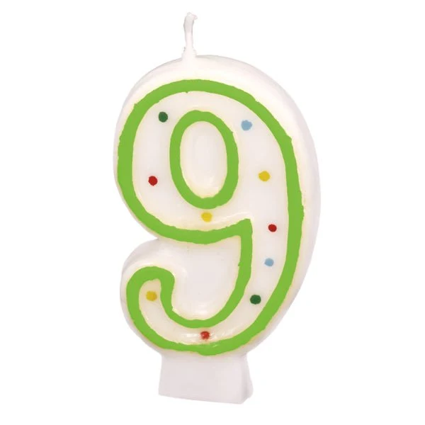 9 Kaars Groen Stippen 7cm