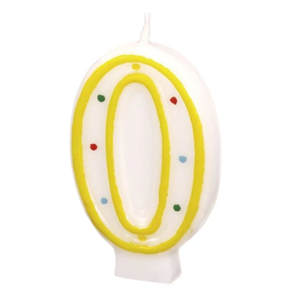 0 Kaars Geel Stippen 7cm