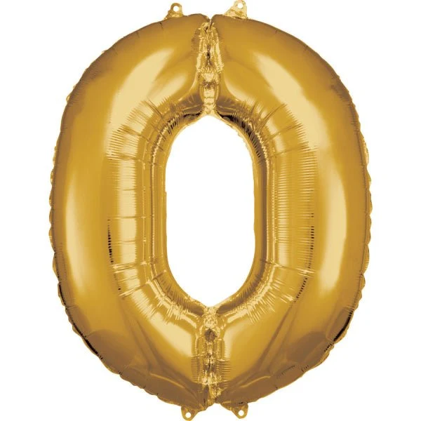 0 Jaar Cijfer Ballon Goud Glanzend Leeg 86cm