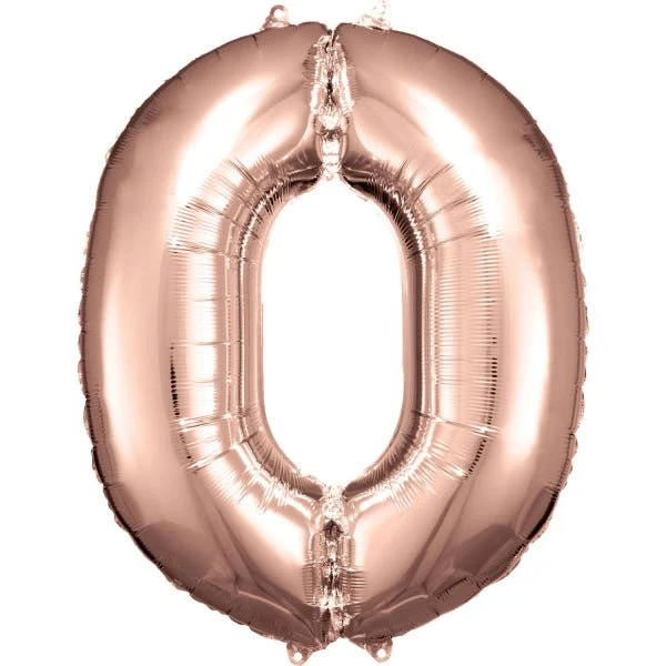 0 Jaar Cijfer Ballon Rose Goud Glanzend Leeg 86cm