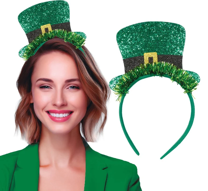 St. Patrick'S Day Haarband Met Hoed Glitter