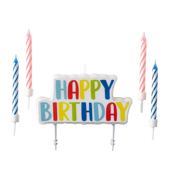 Happy Birthday Kaarsen Gekleurd 6,5cm 4 delig