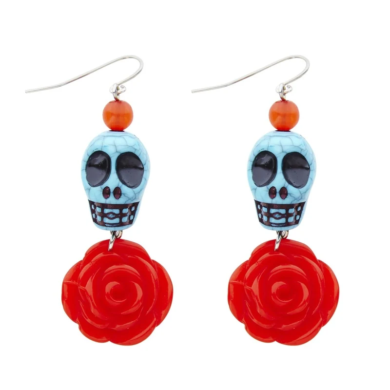Halloween Oorbellen Schedels Met Roos