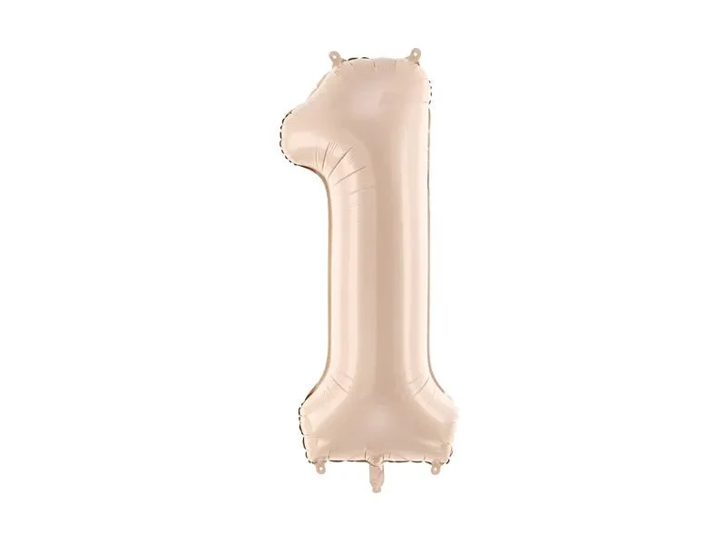 1 Jaar Cijfer Ballon Beige 72cm