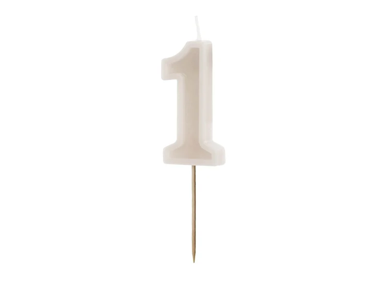 1 Jaar Kaars Beige 10cm