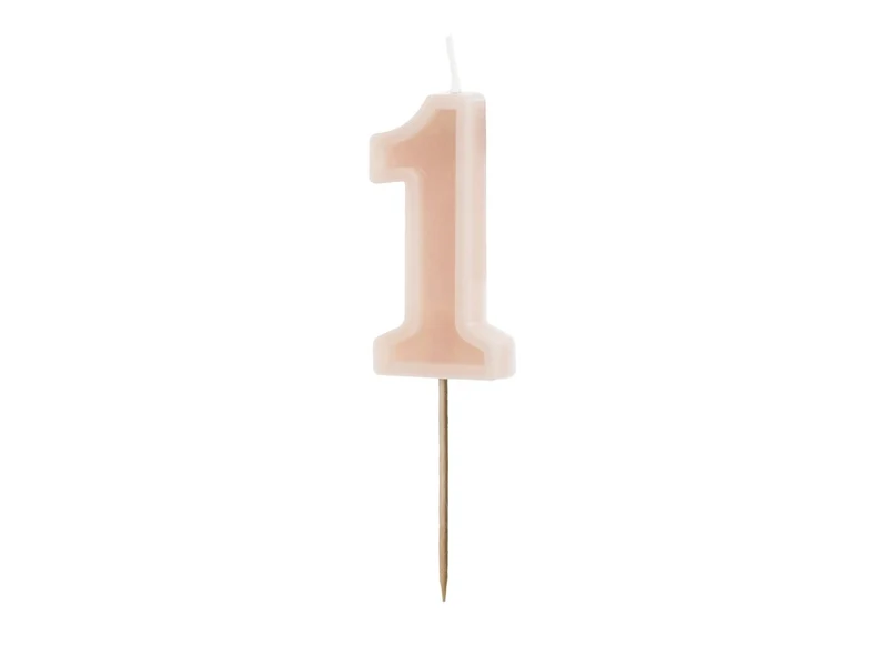 1 Jaar Kaars Lichtroze 10cm