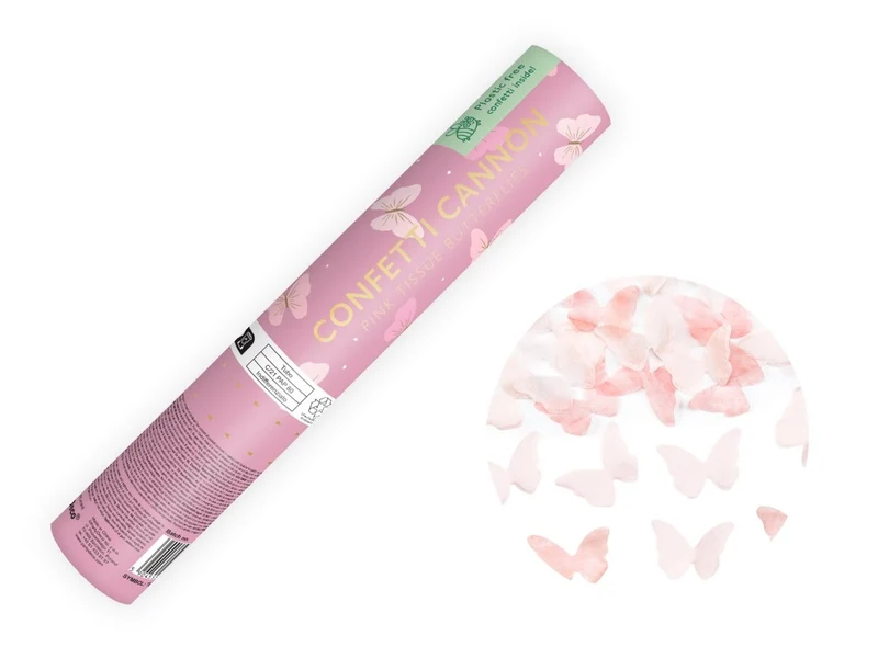 Vlinder Confetti Kanon Lichtroze 20cm