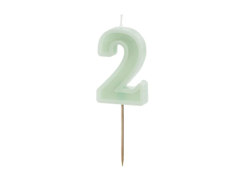 2 Jaar Kaars Mintgroen 10cm