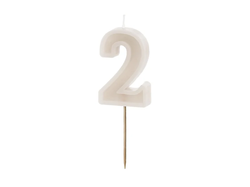 2 Jaar Kaars Beige 10cm