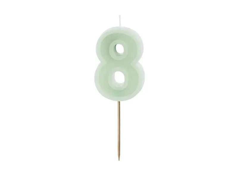 8 Jaar Kaars Mintgroen 10cm