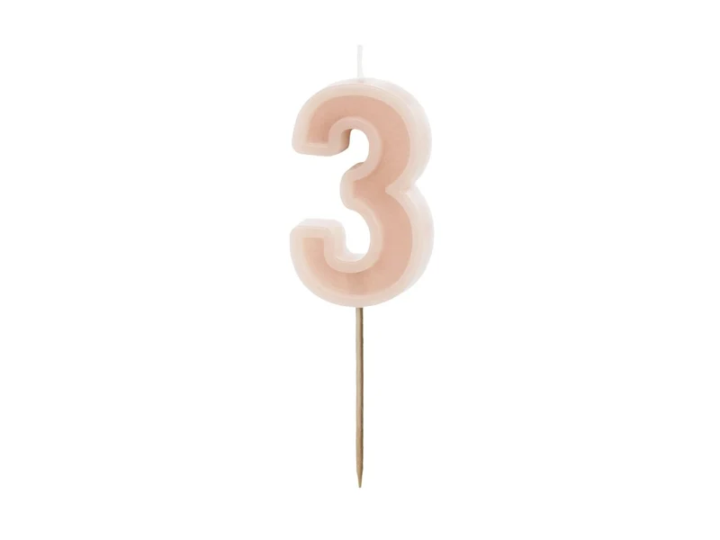 3 Jaar Kaars Lichtroze 10cm