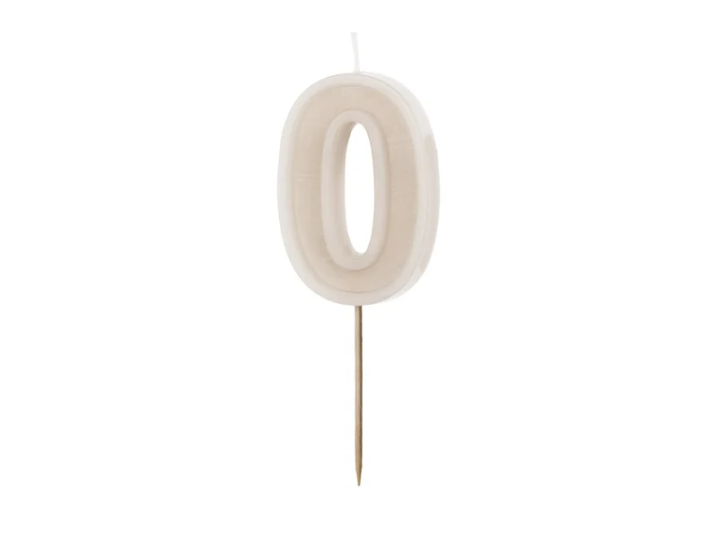 0 Jaar Kaars Beige 10cm