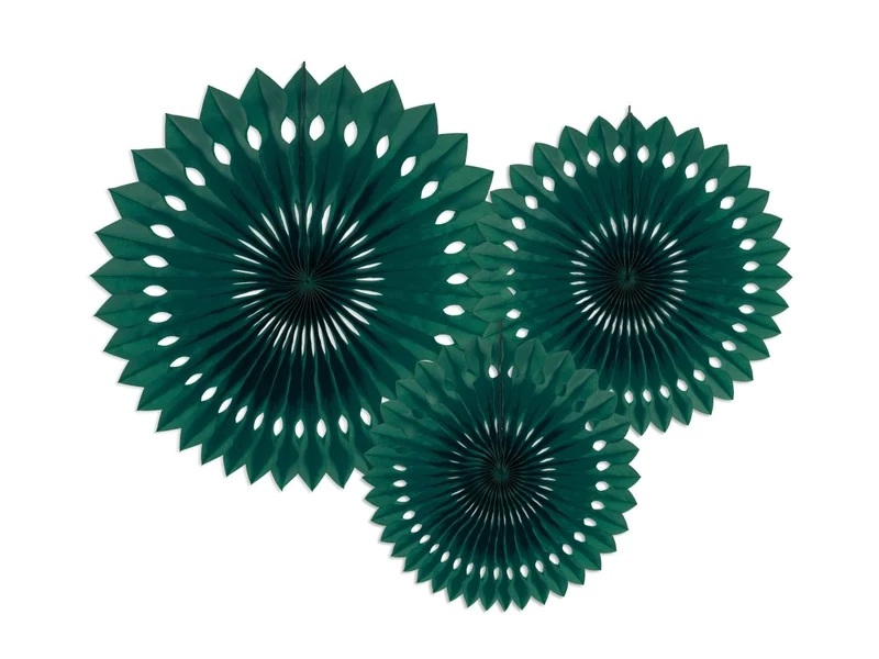 Groene Papieren Waaiers 20cm 3st