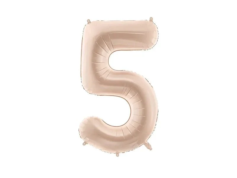 5 Jaar Cijfer Ballon Beige Glans Leeg 72cm