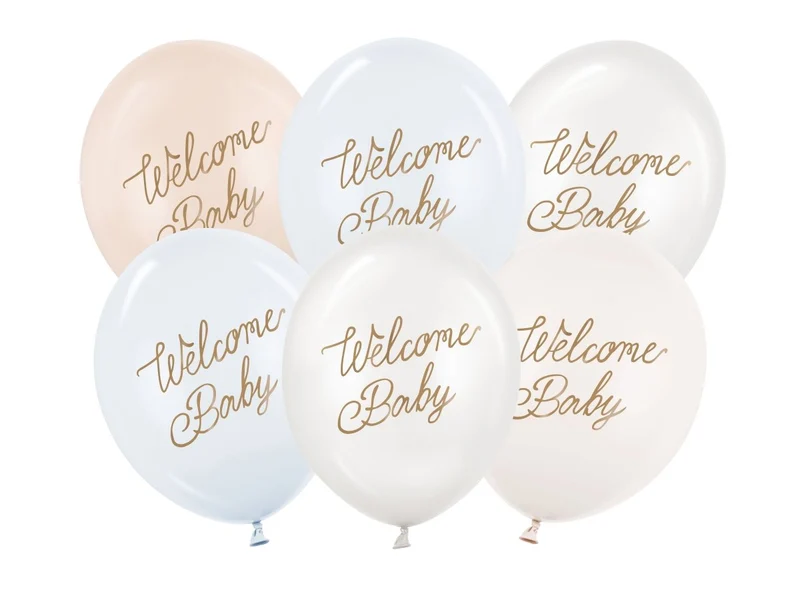 Hello Baby Ballonnen Blauw Wit 30cm 6st