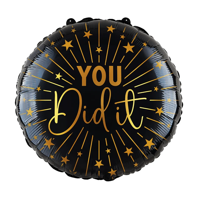 Geslaagd Helium Ballon Zwart Goud You Did It Leeg 45cm