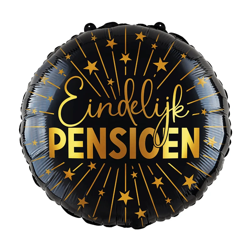 Pensioen Helium Ballon Zwart Goud Leeg 45cm
