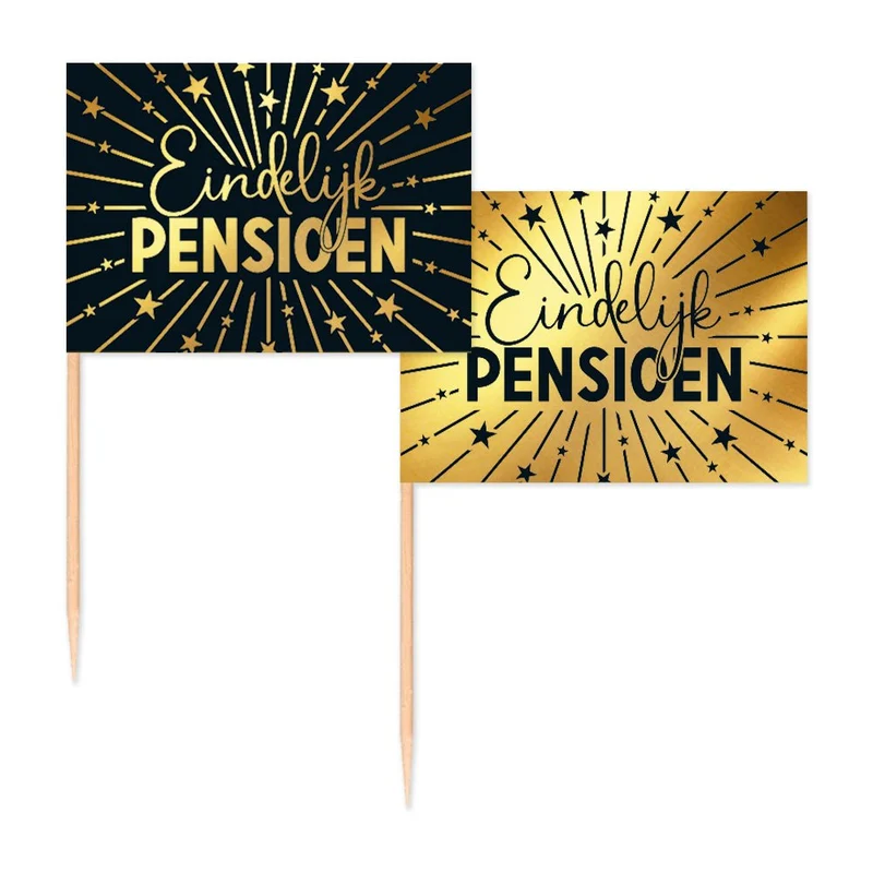 Pensioen Cocktailprikkers Goud Zwart 50st