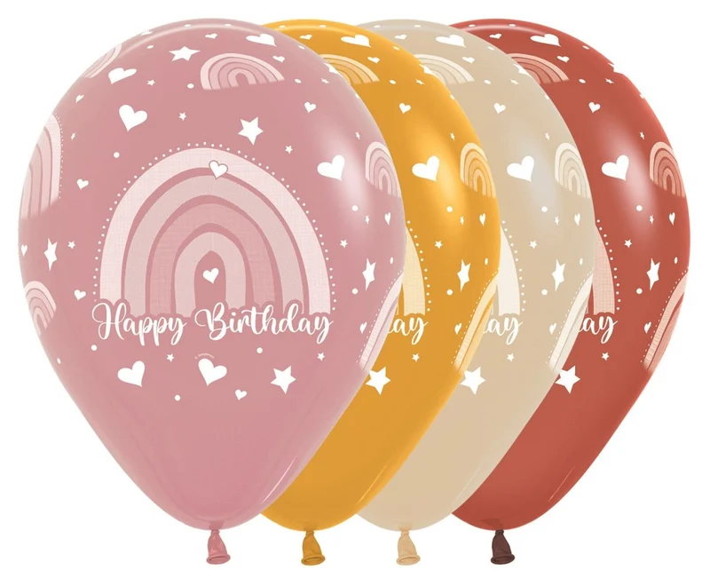 Happy Birthday Ballonnen Gekleurd Regenboog 30cm 12st