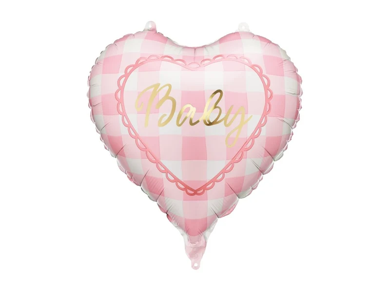 Hart Folie Ballon Wit Roze Baby 35cm