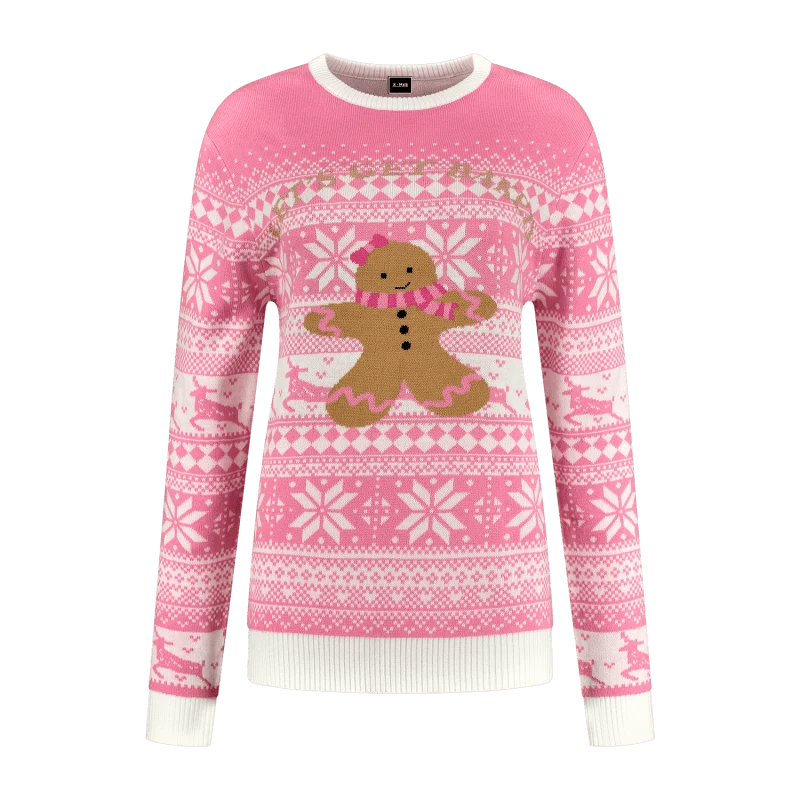 Kerst Trui Roze Gingerbread
