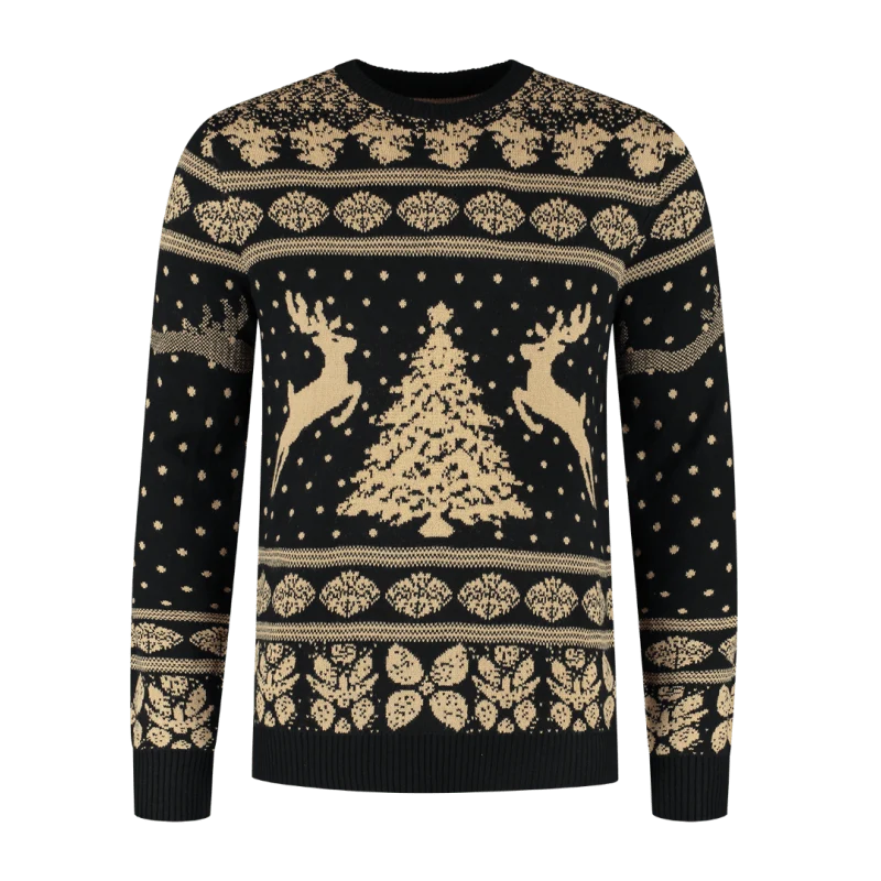 Kerst Trui Zwart Goud Heren Rendieren