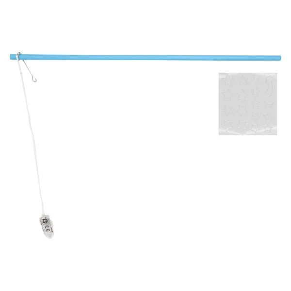 Lampionstokje Met LED Licht Blauw met Glow In The Dark Stickers Hout 40cm