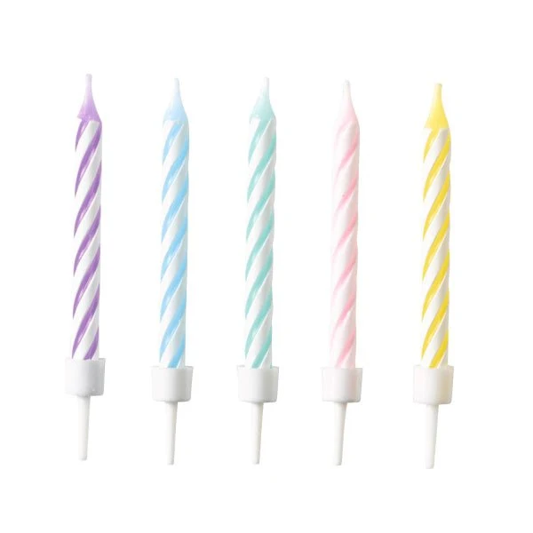 Regenboog Kaarsen Spiraal Pastel 7,5cm 10st