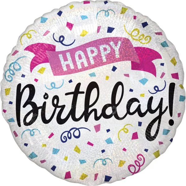 Happy Birthday Helium Ballon Gekleurd Leeg 45cm