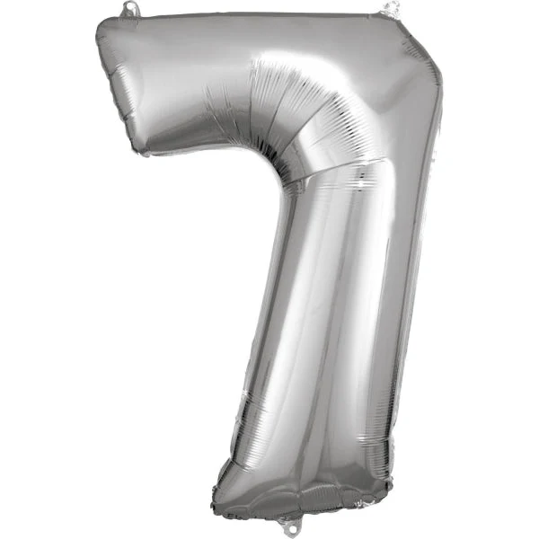 7 Jaar Cijfer Ballon Zilver Glans Leeg 84cm