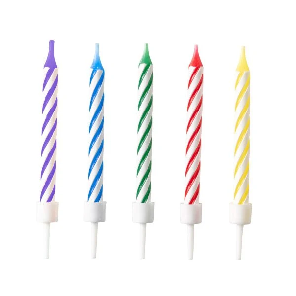 Regenboog Kaarsen Spiraal Bright 7,5cm 10st