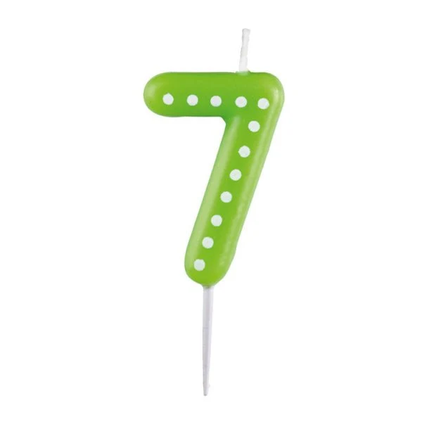 7 Kaars Groen Stippen 6,5cm