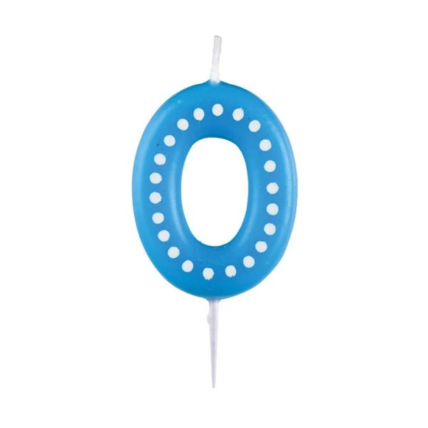 0 Kaars Blauw Stippen 6,5cm
