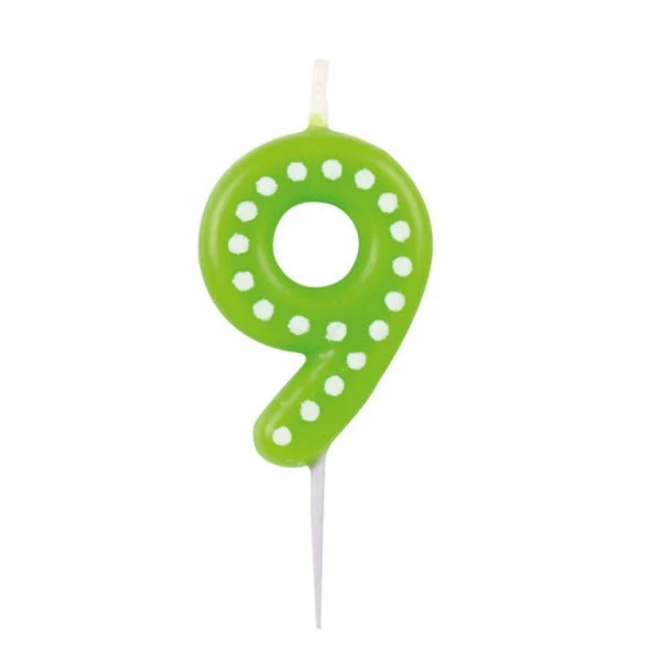 9 Kaars Groen Stippen 6,5cm