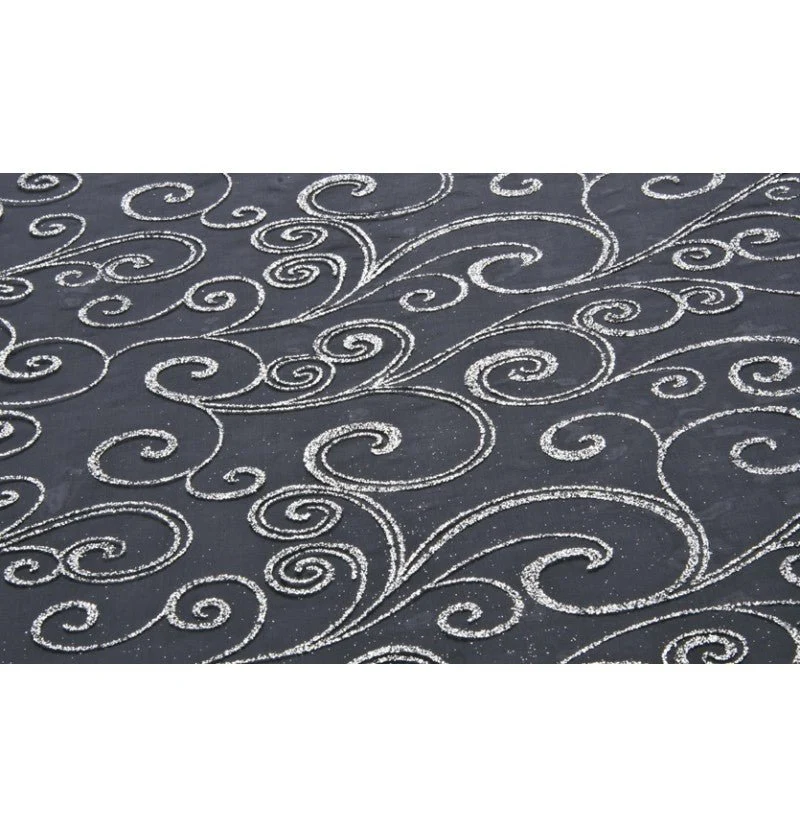 Zwarte Tafelloper Glitters 5M 36cm