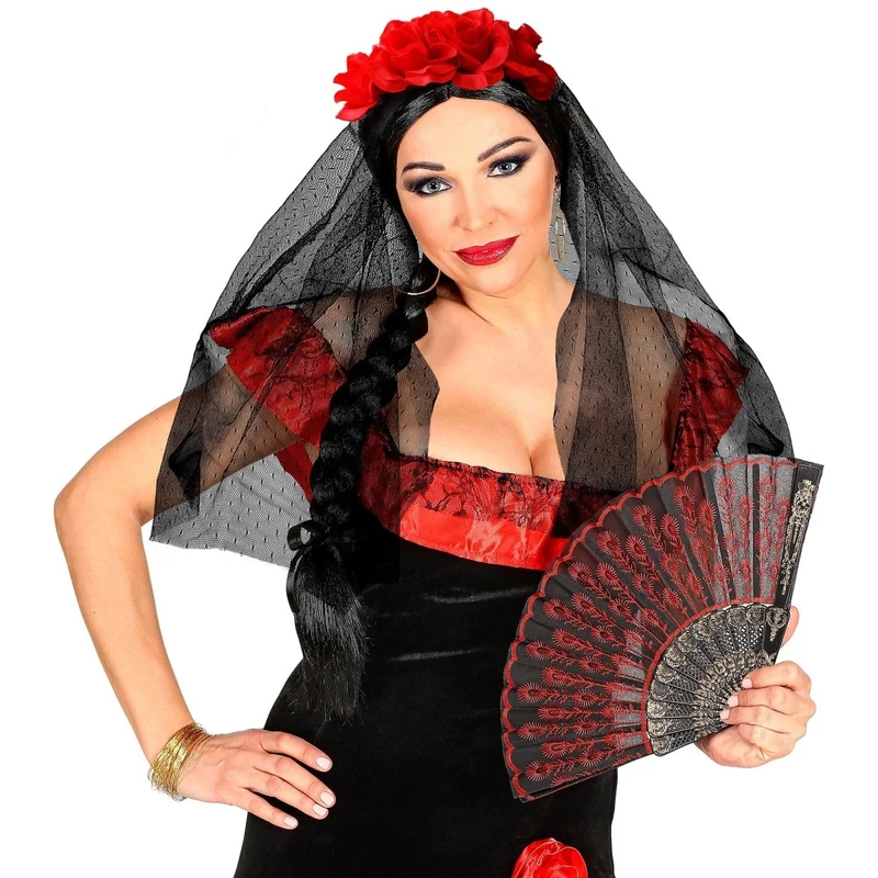 Dia De Los Muertos Haarband Sluier Met Rozen